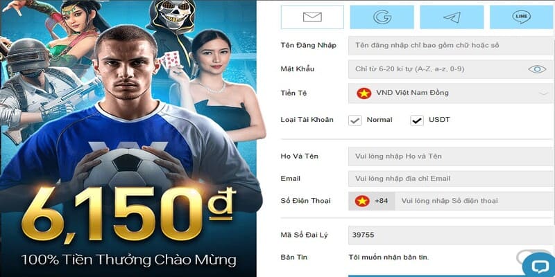 Tiến hành đăng ký tài khoản nhà cái với thông tin cơ bản